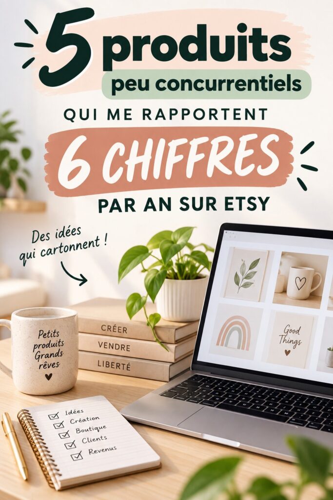 Produits artisanaux exposés sur une boutique Etsy
