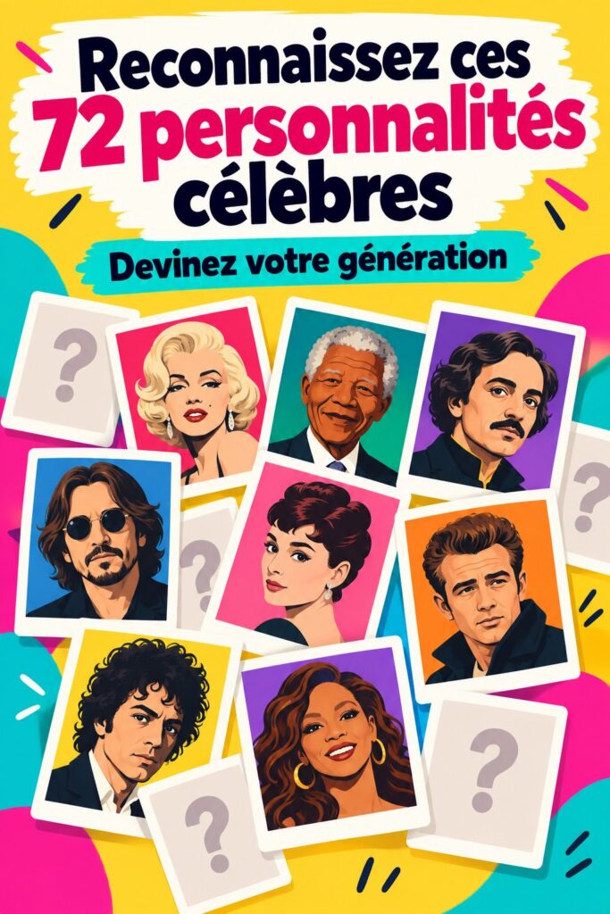 Quiz amusant pour reconnaître des célébrités et deviner votre âge.