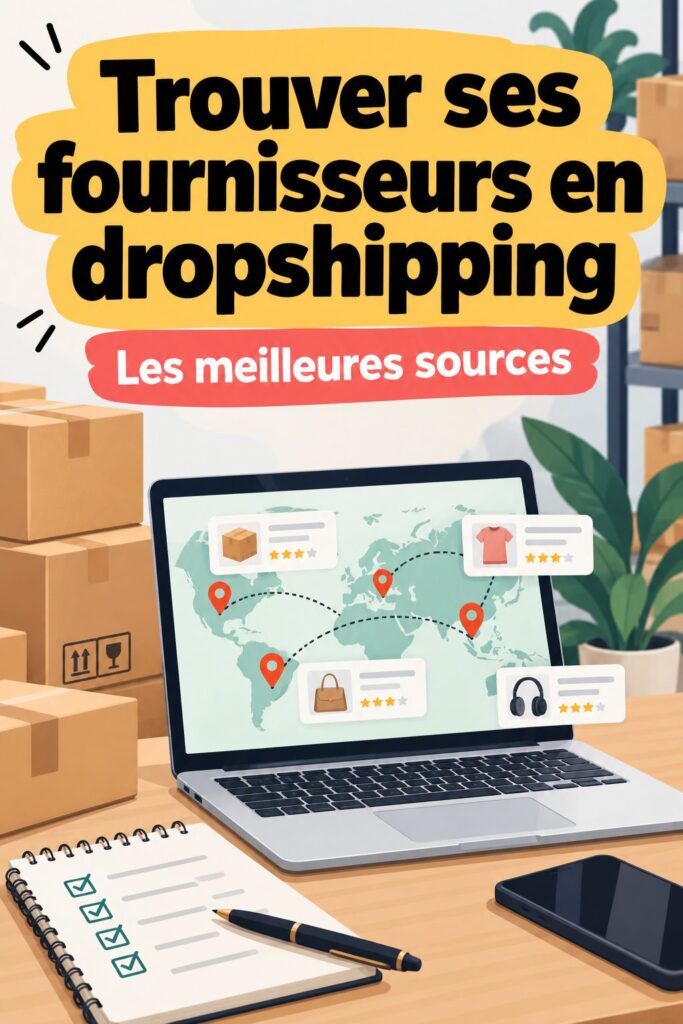 Une femme souriante travaillant sur son ordinateur pour trouver des produits de dropshipping.
