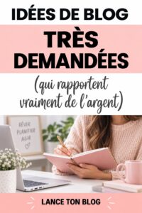 Femme consultant des idées de sujets de blog sur son ordinateur portable.