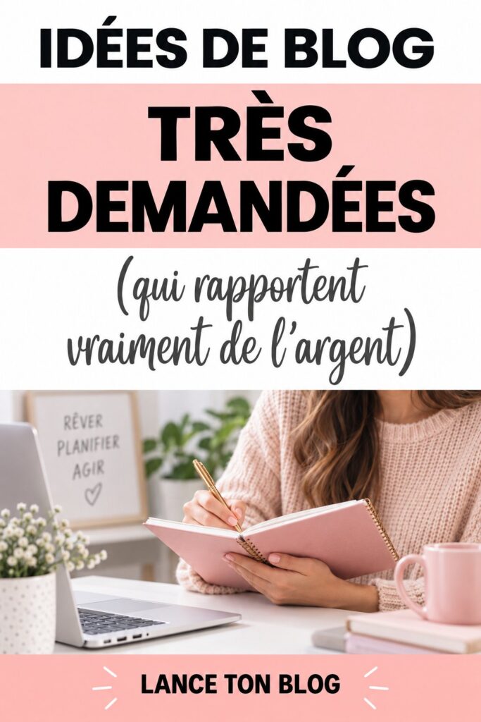 Femme consultant des idées de sujets de blog sur son ordinateur portable.