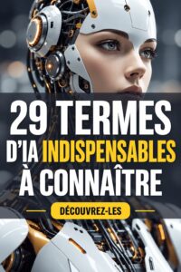 Femme consultant un article sur les termes d'IA appliqués aux finances personnelles.