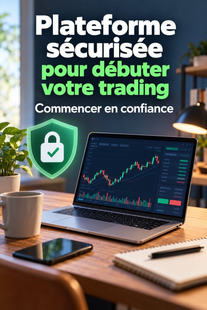 Femme consultant une plateforme de trading en ligne en toute sécurité