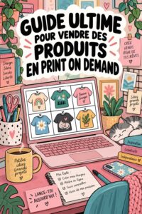 Femme entrepreneur travaillant sur son ordinateur pour vendre des produits imprimés à la demande.