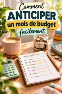 Femme avec un carnet et un ordinateur, planifiant son budget mensuel avec sérénité.