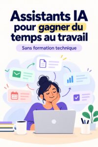 Une femme utilisant un assistant IA sur son ordinateur pour améliorer sa productivité au travail.