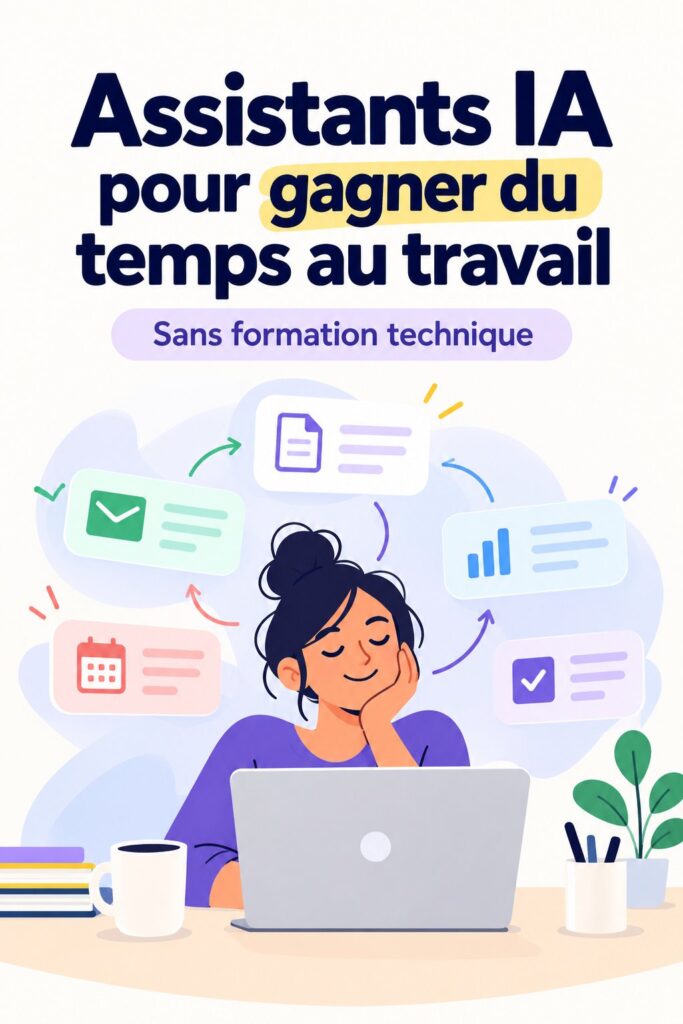 Une femme utilisant un assistant IA sur son ordinateur pour améliorer sa productivité au travail.