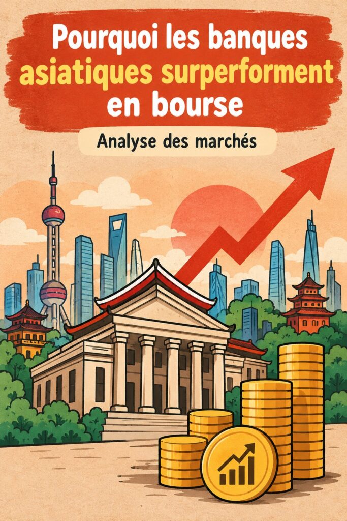 Une image représentant la bourse asiatique et des banques florissantes avec des graphiques