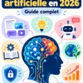 Illustration d'une femme utilisant une technologie d'intelligence artificielle.