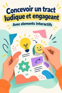 Flyer attractif avec un design coloré et ludique, représentant l'importance d'une bonne communication visuelle.