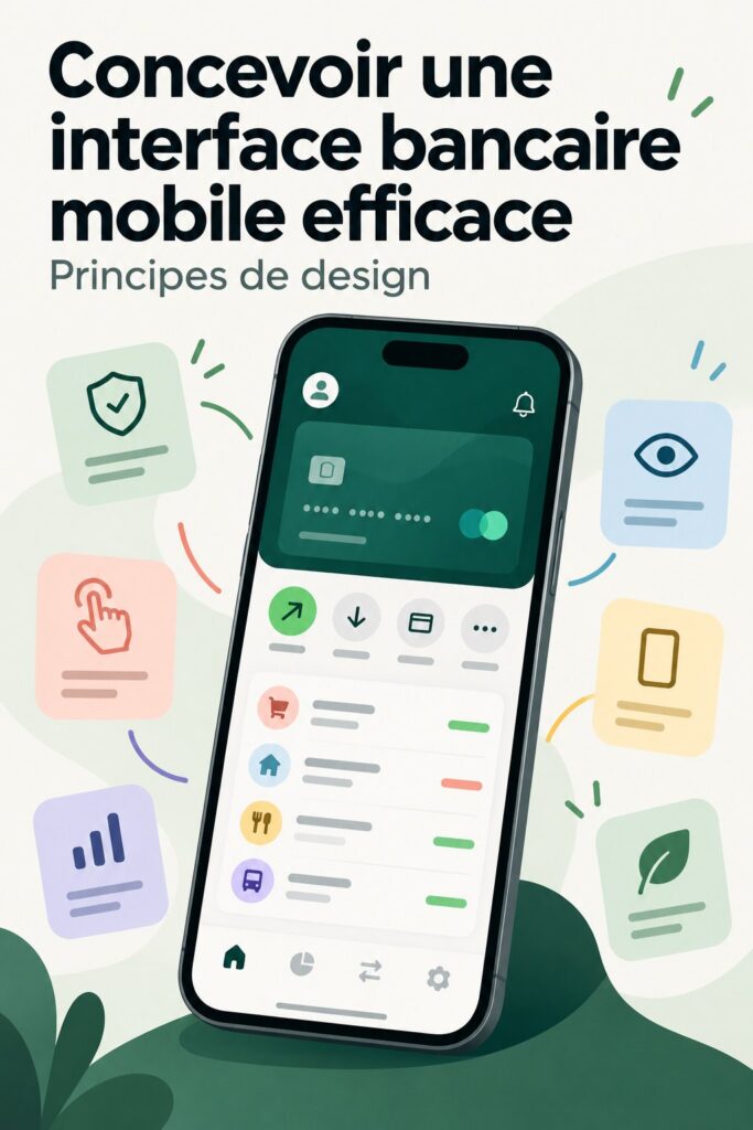 Exemple d'une interface bancaire mobile moderne avec navigation intuitive