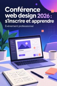 Visuel de la conférence web design 2026 avec des intervenants et des participants