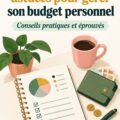 Femme joyeuse consultant son budget avec un ordinateur, mettant en avant la gestion des finances personnelles