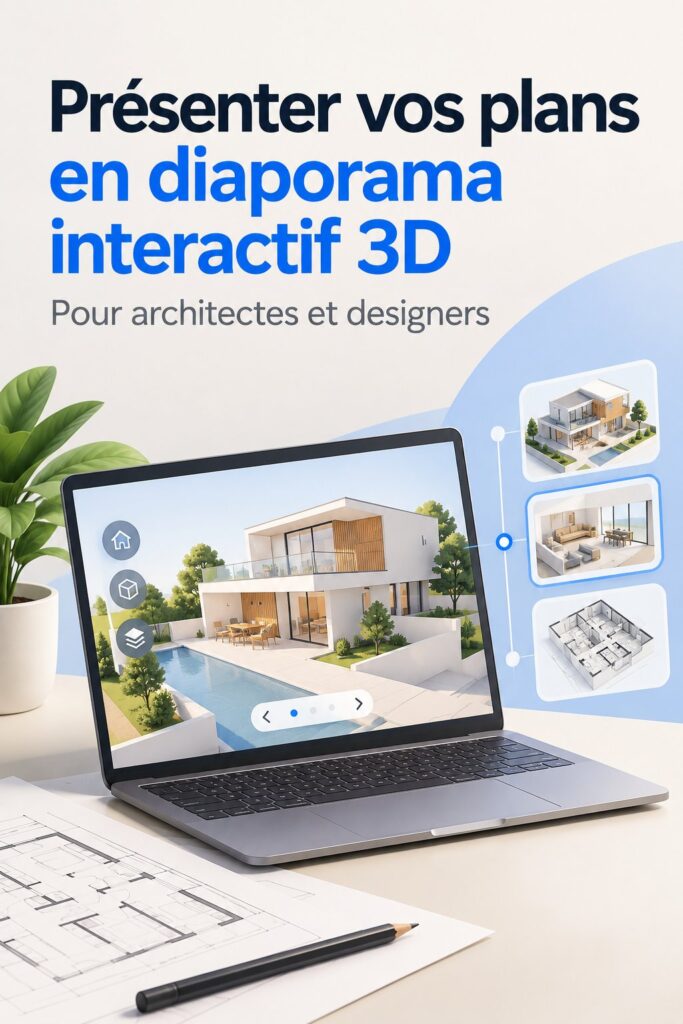 Diaporama interactif en 3D affichant des plans de projet