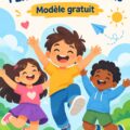 Un flyer coloré pour la fête des enfants représentant des personnages ludiques en style Web3
