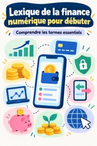 Une femme consultant un glossaire FinTech sur son ordinateur, symbolisant l'apprentissage financier.