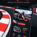 Une femme utilisant une application de karting sur son smartphone.