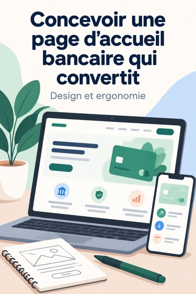 Exemple de page d'accueil bancaire moderne et fonctionnelle.