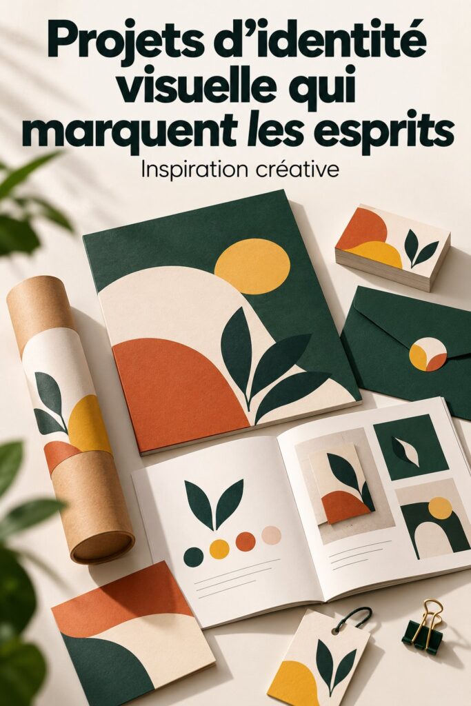Une représentation graphique d'une identité visuelle forte illustrant des logos et des éléments de marque