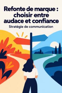 Design d'une marque audacieuse et fiable, montrant l'équilibre entre audace et confiance.