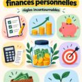Femme souriante consultant ses finances personnelles avec un ordinateur, reflétant la gestion budgétaire