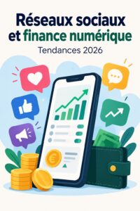 Illustration d'une femme utilisant une application Fintech pour gérer son budget